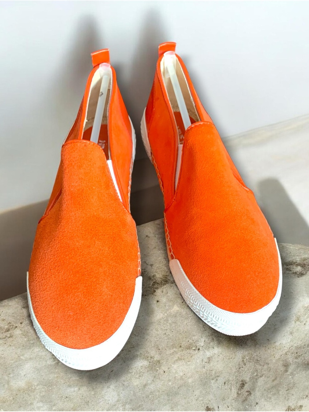 NWOT Nine West Women's Orange Slip-On Suede Sneakers Sz 7